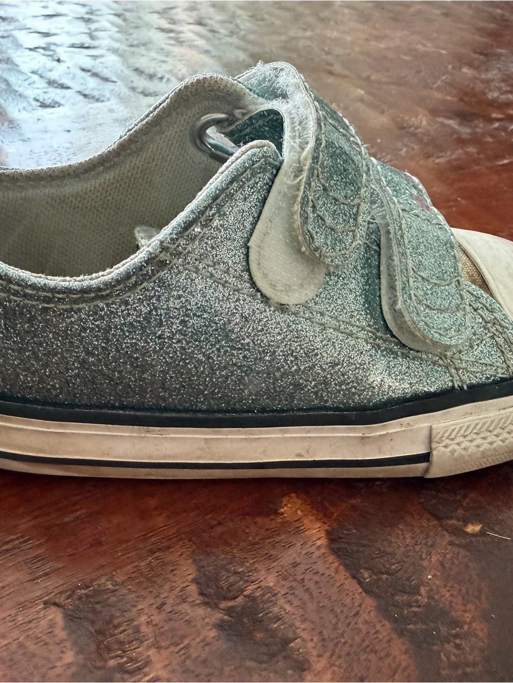 Converse Kids' Velcro Glitter Sneakers - Light Blue Toddler Size 6